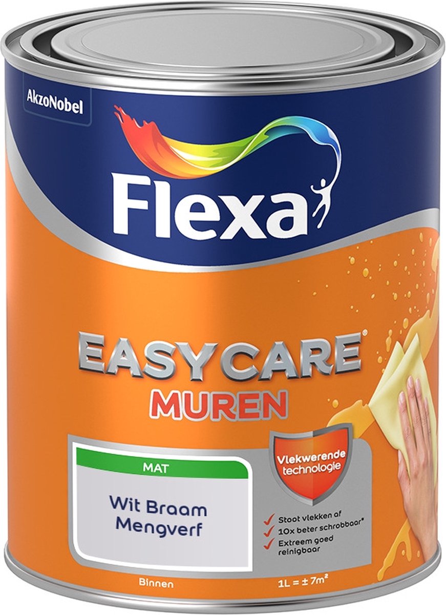 Flexa Easycare Muurverf - Mat - Mengkleur - Wit Braam - 1 liter