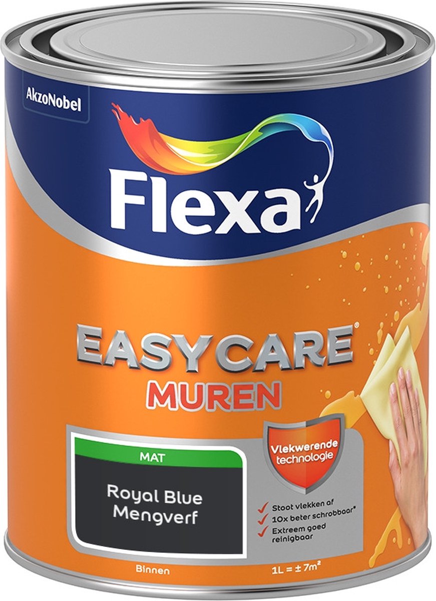 Flexa Easycare Muurverf - Mat - Mengkleur - Royal Blue - 1 liter