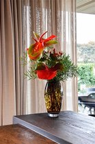 Lucy’s Living Luxe Vaas CHEETAH Multi – ø17 x H30 cm – hotel chique - binnen ––– accessoires – tuin – decoratie – bloemen – mat – glans – industrieel - droogbloemen