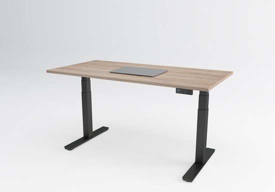 Tri-desk Advanced | Elektrisch zit-sta bureau | Zwart onderstel | Robson eiken blad | 140 x 80 cm