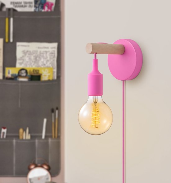 Home sweet home pendel wandlamp Fiber – roze | bol.com