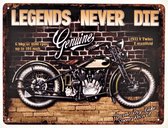 2D Metalen wandbord "Legends Never Die" 33x25cm