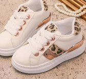 Kinder sneakers met glitter & panter print | wit rose gold | maat 24