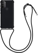 kwmobile hoesje voor Motorola Moto G71 5G - beschermhoes van siliconen met hangkoord - zwart