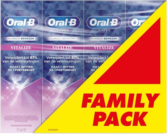 Oral-b tandpasta voordeelverpakking - 3d white vitalize - 4 x 75 ml