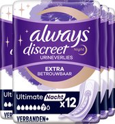 Always Discreet Verband Voor Urineverlies - Plus Ultimate Night - Voordeelverpakking 4 x 12 stuks