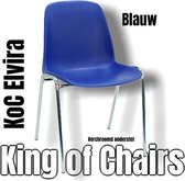 King of Chairs -set van 2- model KoC Elvira blauw met verchroomd onderstel. Kantinestoel stapelstoel kuipstoel vergaderstoel tuinstoel kantine stoel stapel kantinestoelen stapelsto