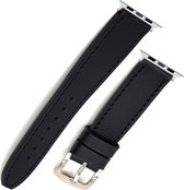 Zwart lederen bandje voor Apple Watch 38 / 40 / 41mm – Series 1 / 2 / 3 / 4 / 5 / 6 / 7 / SE - Smartwatch iWatch Horlogebandjes, voor Apple watch leren band, voor apple Smartwatch