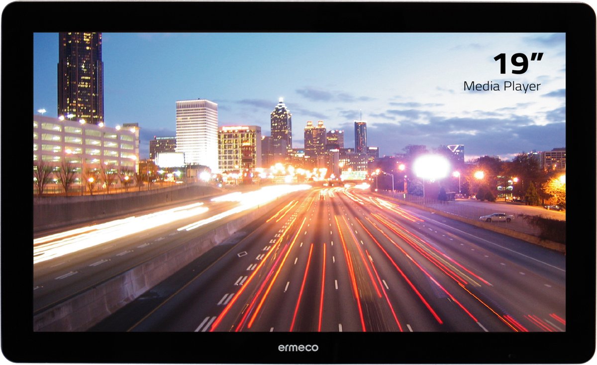 Ermeco MPD190 PRO 19 inch Professionele monitor met USB mediaplayer voor informatie en advertising doeleinden. 24/7 gebruik.