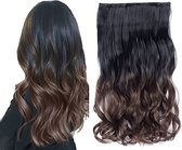 Premium Fiber Synthetic Clip in Extensions Single / Wire Extensions - BodyWave - 45cm- (#1BT8) Jett Black Ombre Dark Ash Brown M01