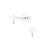 Joy|S - Zilveren mini kruisje oorbellen - 4 x 6 mm kruis oorknoppen