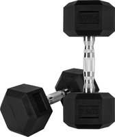 RYZOR Dumbell set van 2 x 7,5 kg - Hexagon halterset - Dumbells 7,5 kg - Halterset - Halter gewichten - Gewichten - Gewichten set - Vaste dumbells - Halters en gewichten - Fitness