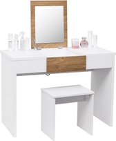 Cosment White Oak Dressing Table with a Foldable Mirror - kaptafel - make up tafel - kaptafel met spiegel - kaptafel kinderen - toillettafel - kaptafel voor meisjes