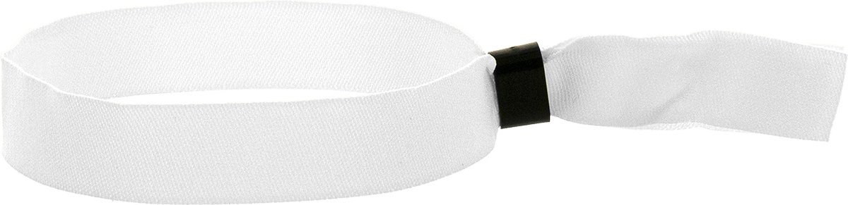 Polsbandjes - Festival Bandjes - Textiel - Geweven - Wit met zwarte plastic schuifsluiting - 50 stuks