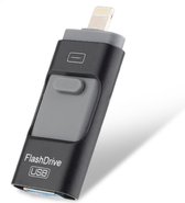 WiseGoods Dual USB Stick 128GB - 3 in 1 - iPhone, Android USB 3.0 - Flashdrive voor Smartphone - Geheugenkaart  - Opslag - Zwart