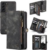 CASEME - Samsung Galaxy S22+ hoesje - Luxe Leren Portemonnee - zwart