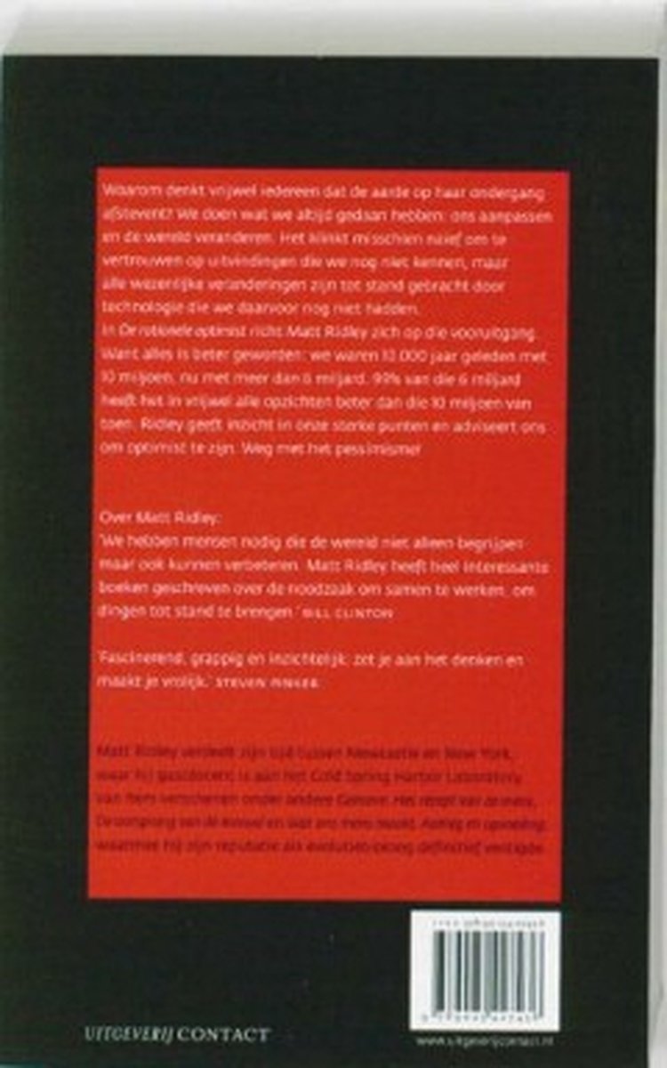 De Rationele Optimist - back cover