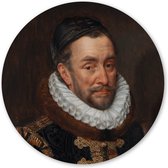 Wandcirkel Portret van Willem I Prins van Oranje - 120 cm - Aluminium; Dibond - Schilderij Oude Meesters