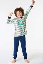 Woody pyjama jongens/heren - multicolor gestreept - krokodil - 221-1-PLC-S/910 - maat 98