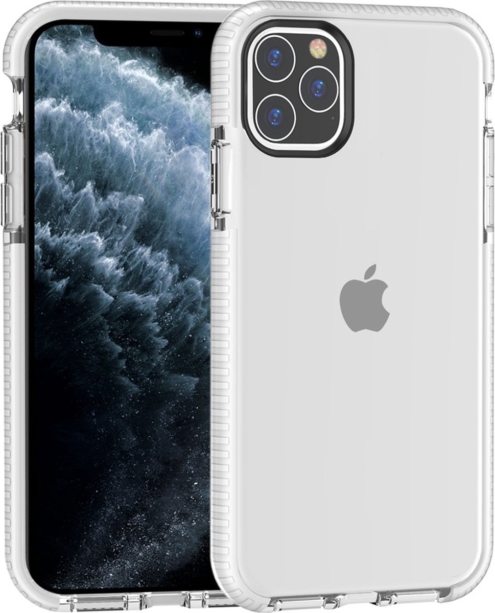 Mobigear Hoesje geschikt voor Apple iPhone 11 Pro Max Telefoonhoesje Hardcase | Mobigear Full Bumper Backcover Shockproof | Schokbestendig iPhone 11 Pro Max Telefoonhoesje | Anti Shock Proof - Wit / Transparant