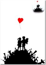 Full Colour Black - Banksy - Bombsite Love - button en gevouwen "street art" kaart met enveloppe