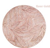 Gouden Placemat Bladeren Rose Goud - Rond - Set van 4 Stuks - Bloem - Blad Goud- Elegant - Chique - Feest - Bruiloft - Trouwen - Hoogwaardig kwaliteit - 38 cm - Feestelijk Dineren