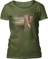 Ladies T-shirt Protect Asian Elephant Green M