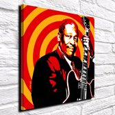 BB King Pop Art Canvas - 90 x 90 cm - Canvasprint - Op dennenhouten kader - Geprint Schilderij - Popart Wanddecoratie