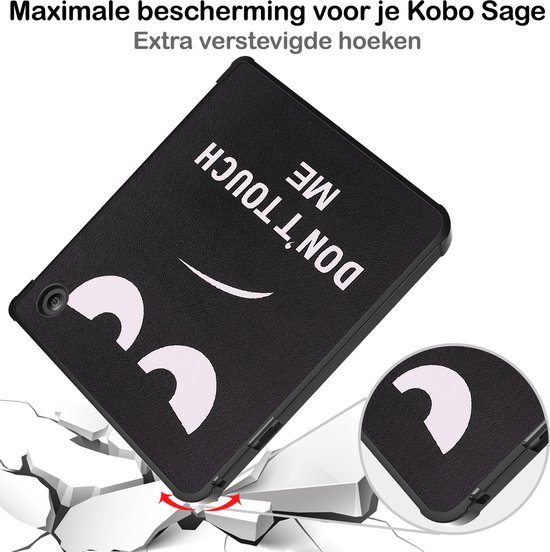 Hoesje Geschikt voor Kobo Sage Hoesje Luxe Bescherm Case Trifold - Hoes Geschikt voor Kobo Sage Hoes Book Cover - Don't Touch Me van Hoesje  — afbeelding 4