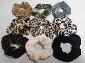 Haar Scrunchies - Velvet - Dames - Meisjes - Set van 9 Stuks - Diverse Kleuren en Dieren Prints - Set B