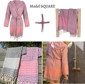 ZusenZomer Hamamdoek Square - hammam handdoek saunadoek strandlaken - hip trendy design dames - 100 x 200 - Roze