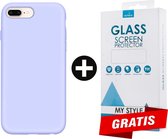 Siliconen Backcover Hoesje iPhone 8 Plus Paars - Gratis Screen Protector - Telefoonhoesje - Smartphonehoesje