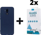 Siliconen Backcover Hoesje Huawei Mate 20 Lite Blauw  - 2x Gratis Screen Protector - Telefoonhoesje - Smartphonehoesje