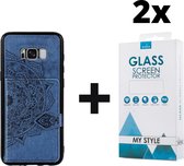 Backcover Fashion Mini Wallet Hoesje Samsung Galaxy S8 Plus Blauw - 2x Gratis Screen Protector - Telefoonhoesje - Smartphonehoesje