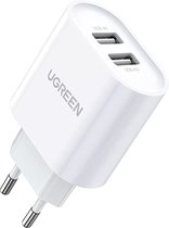 UGREEN USB A Oplader 2 Poorten USB Lader 17W voor iPhone 13 13 Mini iPhone 13 Pro 13 Pro Max 12 12Pro 11, iPad Air Mini, Galaxy S20 S21 A71 A51, Huawei P40 P30, Sony Xperia, Nokia, Tablets, e