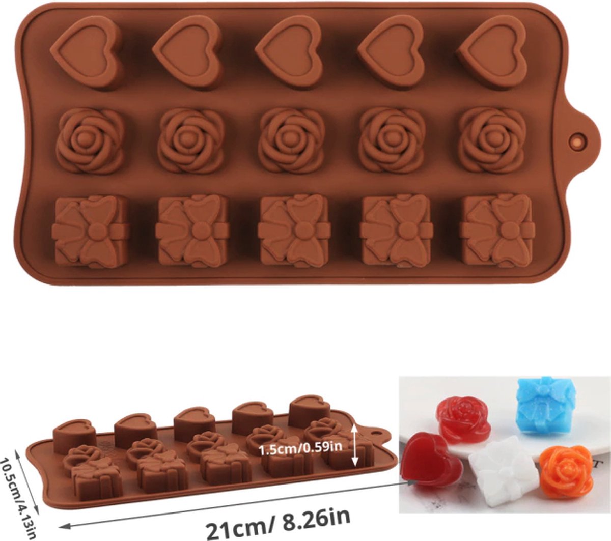 Chocoladevorm - Chocolademal - Chocolatier - Siliconen mal - Hart/Roos/Cadeau