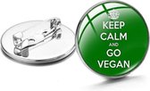 Wellness-House | Pin / Broche Keep Calm Go Vegan 20 mm | Vegan Pin | Statement Pin | Vegan | Plantaardig | Sierspeld | Wellness-House