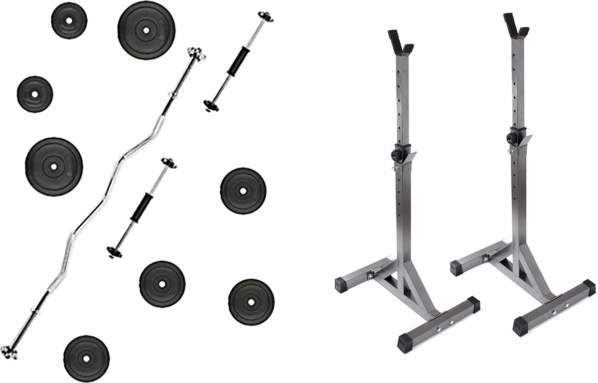 Halterset Gewichtenset Fitness set Dumbbell 22.5 kg Halterschijven + HALTERSTEUN