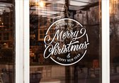 Kerst - sticker - We wish you Merry Christmas & happy new year - 29x28 cm - kerstversiering - kerst stickers - kerstdecoratie voor binnen - stickers volwassenen - stickers - raamstickers kerst - 1 stuks - wit