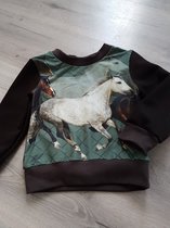 Sweater paarden - meisjes - bruin - maat 98/104