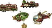 Oneiro's luxe kersthanger PLANE Multi – 7 cm - PER 1 STUK - kerstbal - luxe verpakking – kerstcollectie – kerstdecoratie – kerstboomhanger – kerstversiering – rood