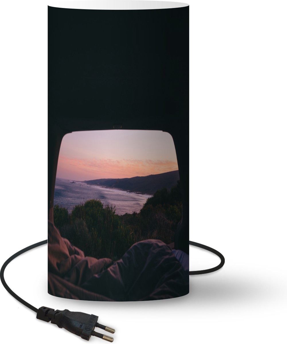 Lamp - Nachtlampje - Tafellamp slaapkamer - Bus - Zonsondergang - Lucht - 33 cm hoog - Ø15.9 cm - Inclusief LED lamp