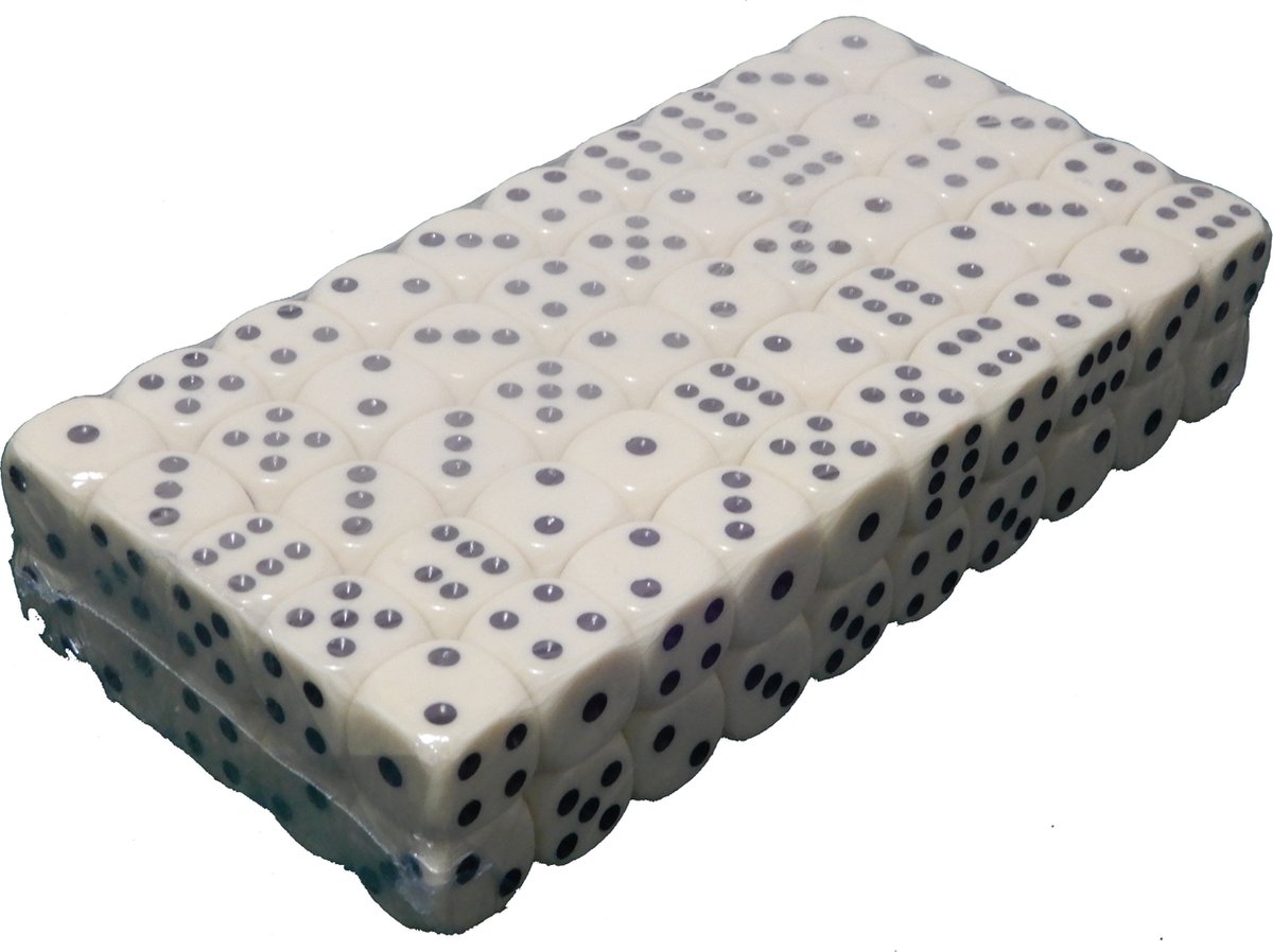 Dobbelstenen 100 Stuks – 16 mm – Crème Kleur – Bulkverpakking – Kunststof – Voor Dobbelspellen & Bordspellen – Voordeelpakket – Engelhart