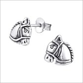 Aramat jewels ® - Zilveren oorbellen paard 925 zilver 9x7mm geoxideerd