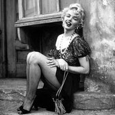 Dibond - Filmsterren / Retro - Marylin Monroe in wit / grijs / zwart - 50 x 50 cm.