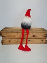 Pluchee gnome - kerstkabouter - Grijs / Rood - kerstfiguur - 35cm - Kerstdecoratie
