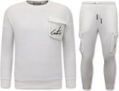 Trendy Tracksuit Heren Casual - Wit