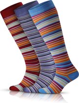 Damessokken met hoepelpatroon | Kniehoge | wintersokken | sokken voor rokken | kleurrijke sokken | hiel-teensteun | sokken voor laarzen | comfortabel |  3 paar
