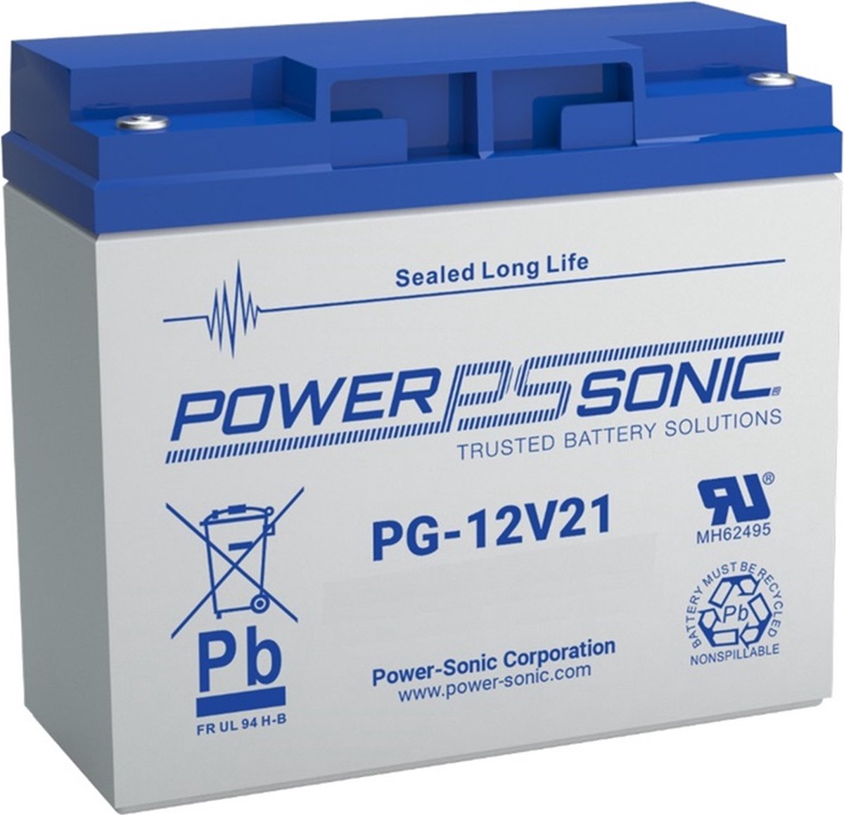 POWER SONIC 12V 20Ah T12 PG-12V21 LONG LIFE Oplaadbare loodaccu POWERSONIC