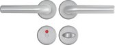 AXA Binnendeurbeslag set (Curve Klik) Aluminium geslepen: Kruk (model L) op rozet voor toilet/badkamer